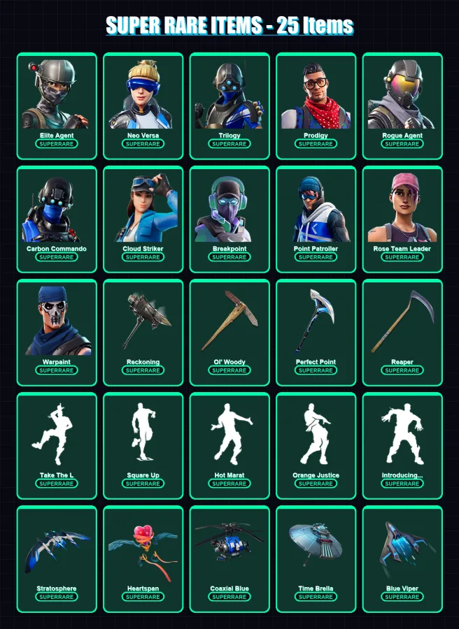 [PS4/PS5/XBOX/PC] | Elite Agent | Neo Versa | Trilogy | Prodigy | Rogue Agent | 186 skin | 181 pickaxe | 144 emote | 156 glider | Lv1963 — Fortnite account