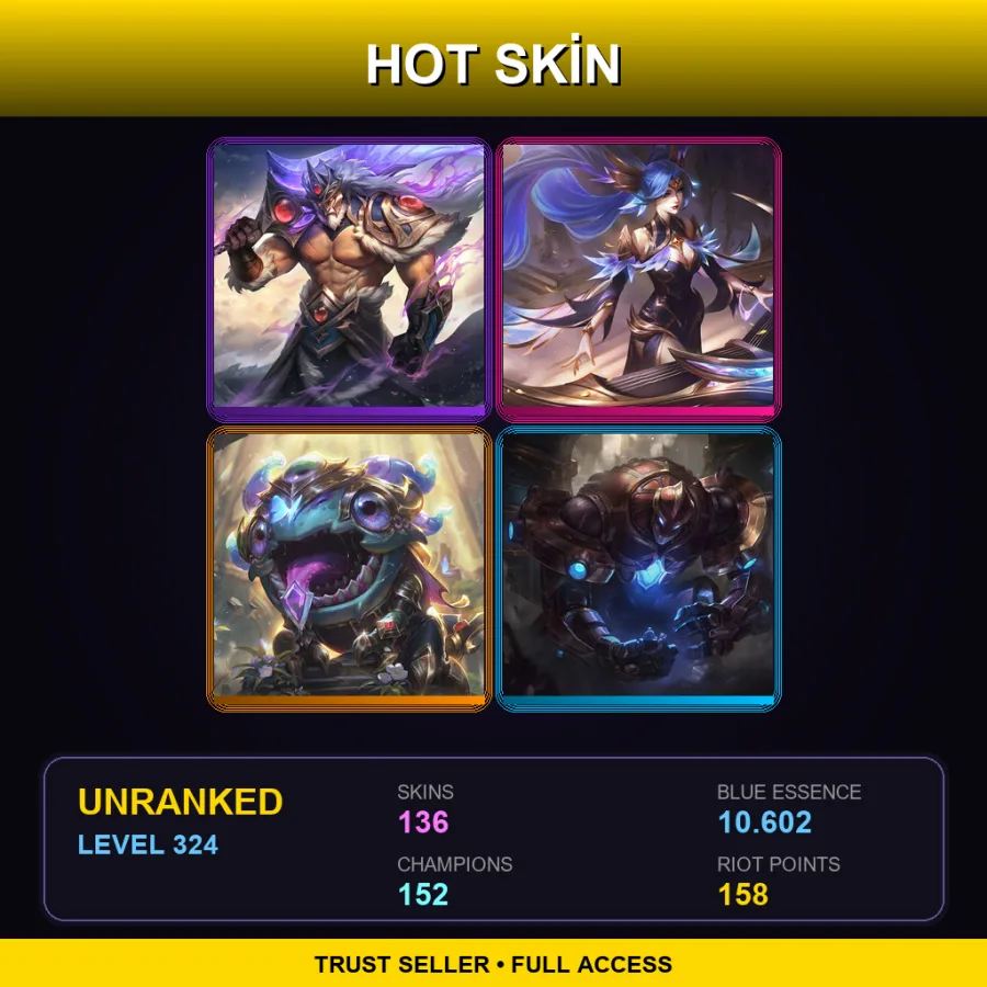 SG | Lv324 | Unranked | 136 Skin | 152 Champ — Battlecast Urgot