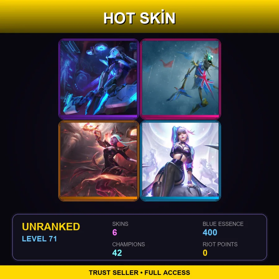 LAS | Lv71 | Unranked | 6 Skin | 42 Champ — LoL account