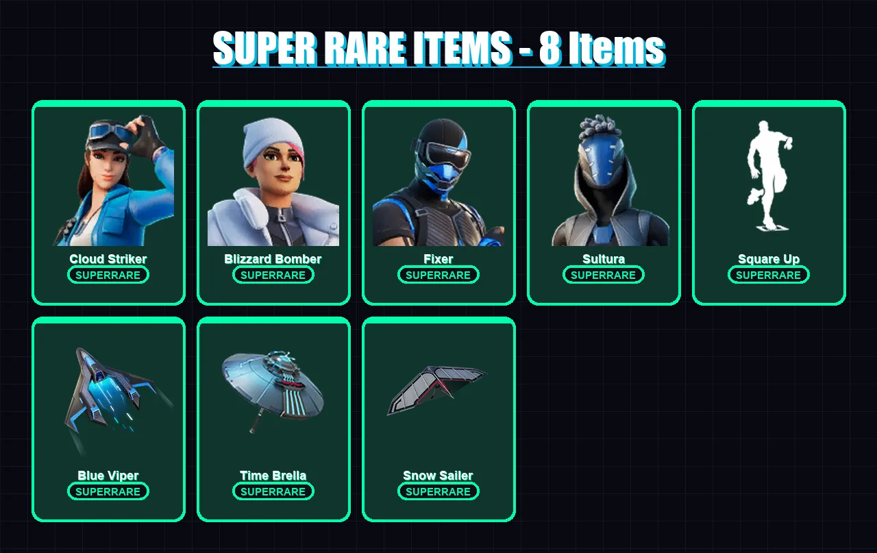 [PS4/PS5/XBOX/PC] | Cloud Striker | Blizzard Bomber | Fixer | Sultura | Fallen Love Ranger | 79 skin | 103 pickaxe | 89 emote | 84 glider | Lv1519