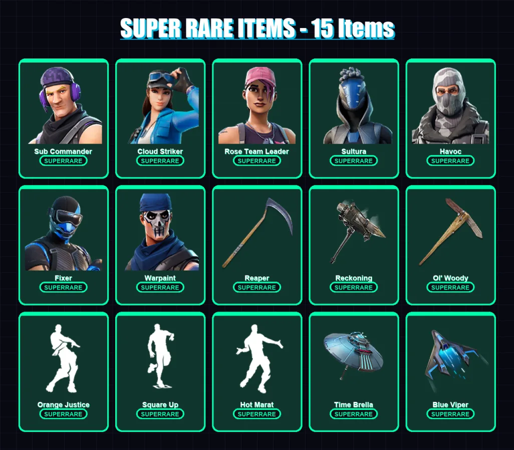 [PC/XBOX] | Sub Commander | Cloud Striker | Rose Team Leader | Sultura | Havoc | 103 skin | 118 pickaxe | 97 emote | 115 glider | Lv1472