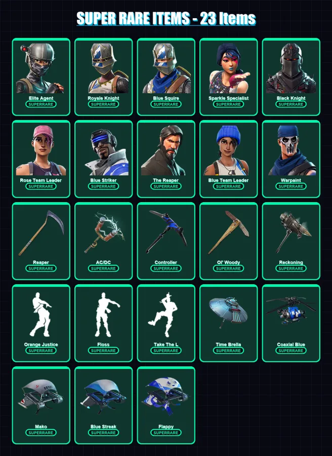 [PC/XBOX] | Elite Agent | Royale Knight | Blue Squire | Sparkle Specialist | Black Knight | 84 skin | 125 pickaxe | 96 emote | 123 glider | Lv1787