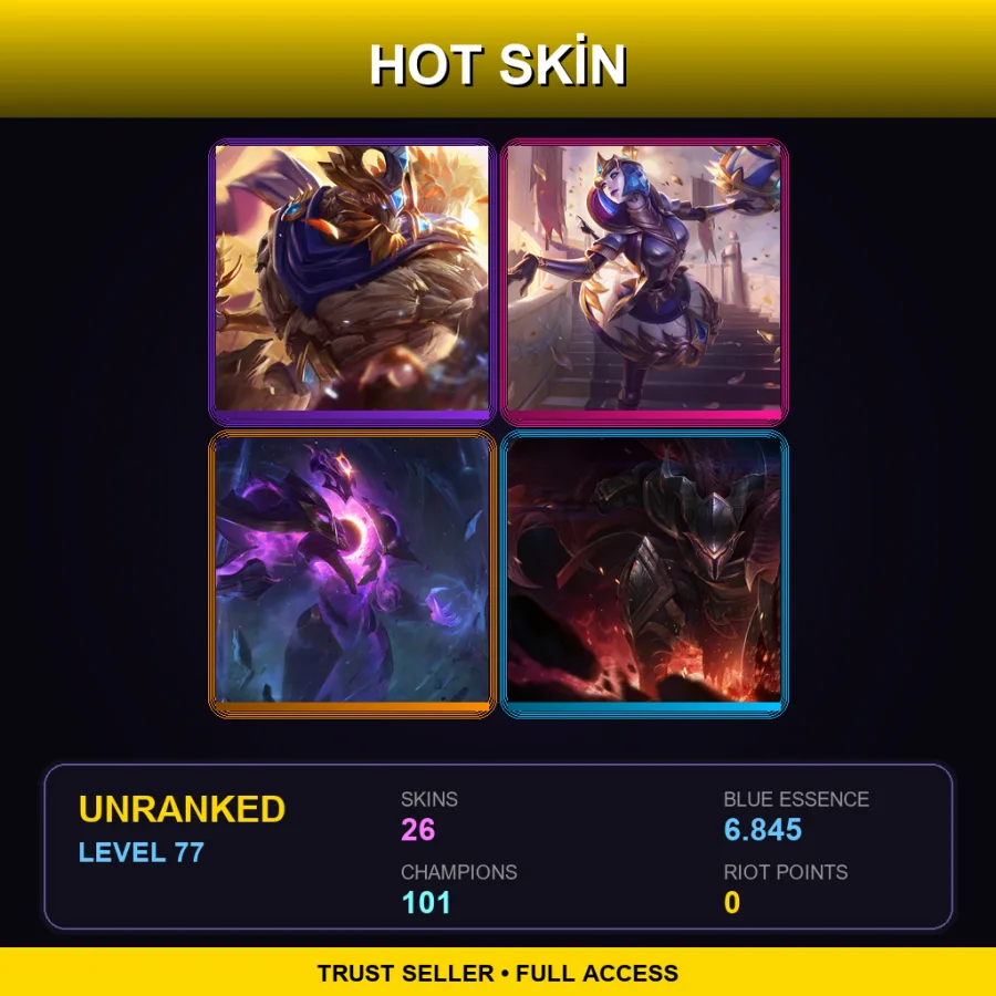 VN | Lv77 | Unranked | 26 Skin | 101 Champ — LoL account