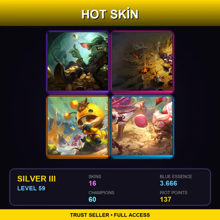 EUW | Lv59 | Silver III | 16 Skin | 60 Champ