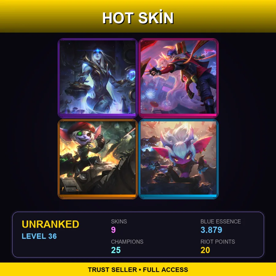 NA | Lv36 | Unranked | 9 Skin | 25 Champ — LoL account
