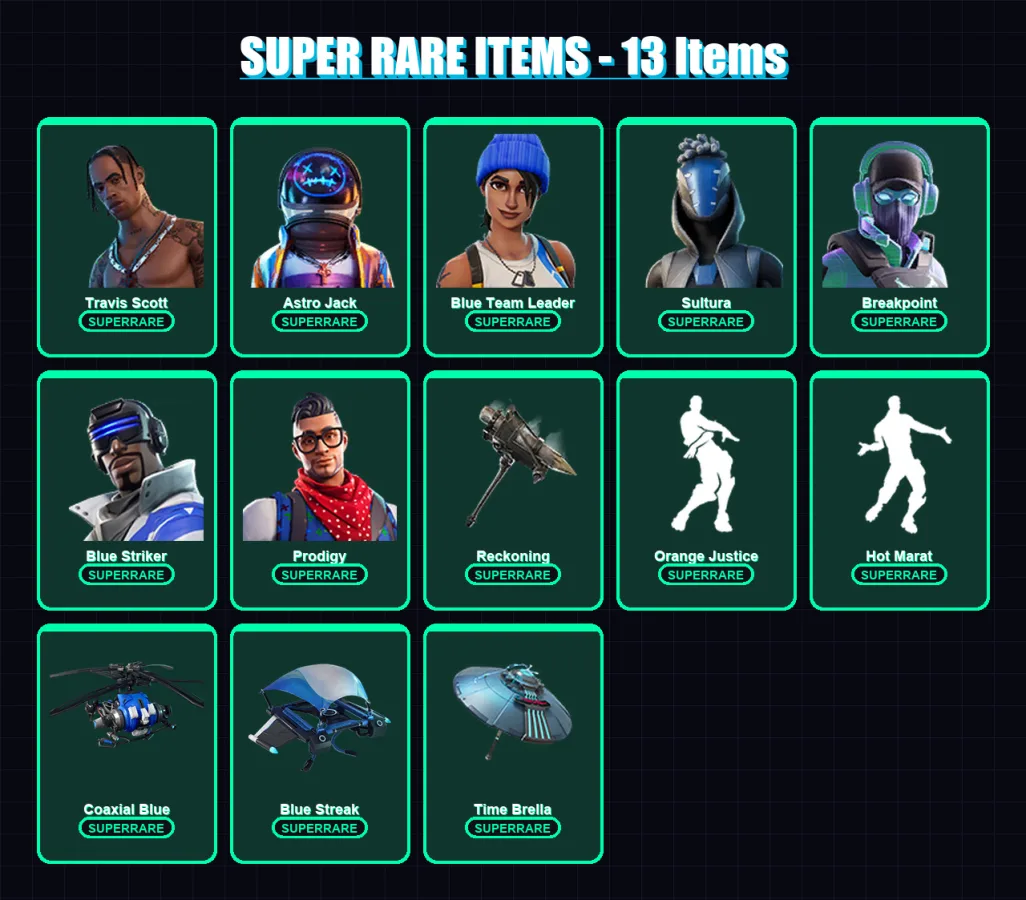 [PS4/PS5/XBOX/PC] | Travis Scott | Astro Jack | Blue Team Leader | Sultura | Breakpoint | 165 skin | 128 pickaxe | 253 emote | 118 glider | Lv1624