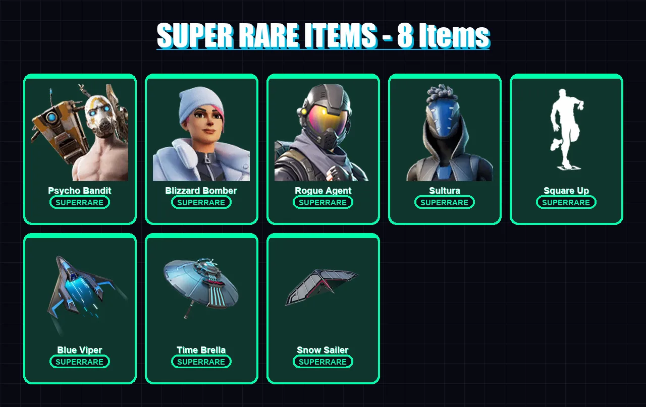 [PS4/PS5/XBOX/PC] | Psycho Bandit | Blizzard Bomber | Rogue Agent | Sultura | Hades | 250 skin | 264 pickaxe | 249 emote | 176 glider | Lv2060
