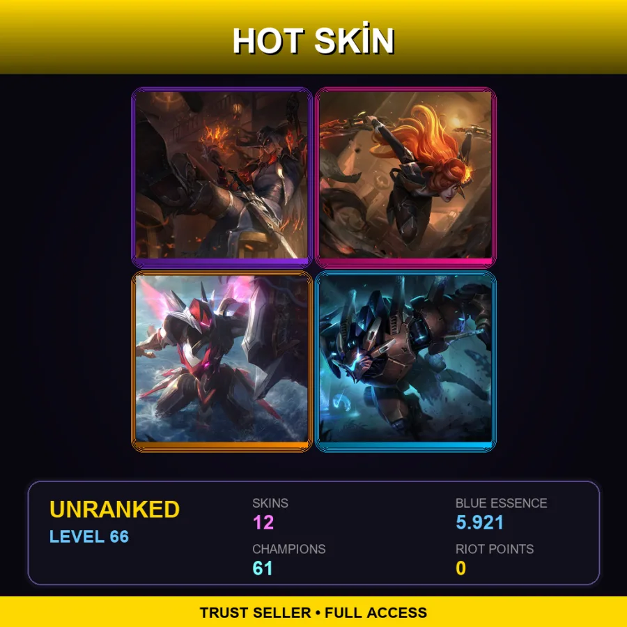 TR | Lv66 | Unranked | 12 Skin | 61 Champ — LoL account