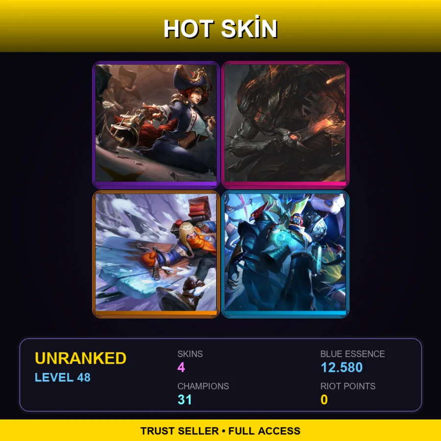 EUW | Lv48 | Unranked | 4 Skin | 31 Champ