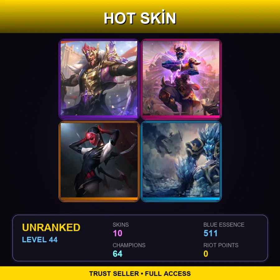 LAN | Lv44 | Unranked | 10 Skin | 64 Champ — Major Ziggs