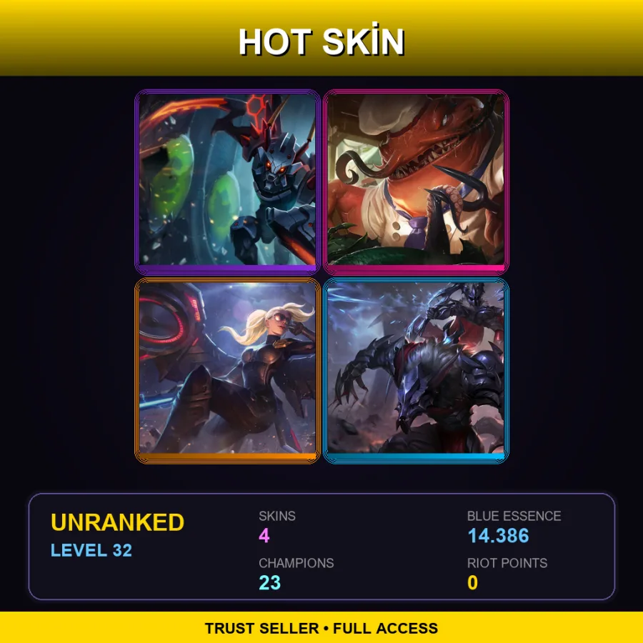 VN | Lv32 | Unranked | 4 Skin | 23 Champ