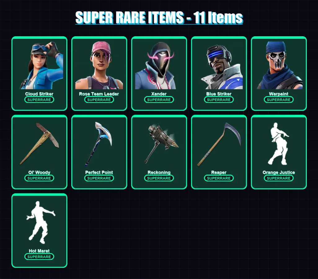 [PC/XBOX] | Cloud Striker | Rose Team Leader | Xander | Blue Striker | Warpaint | 88 skin | 69 pickaxe | 72 emote | 58 glider | Lv791 — Fortnite account