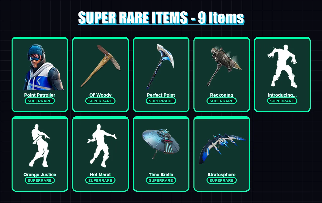 [PC/XBOX/PSN] | Point Patroller | Blackheart | Spider Knight | Hybrid | Carbide | 105 skin | 148 pickaxe | 208 emote | 142 glider | Lv3405