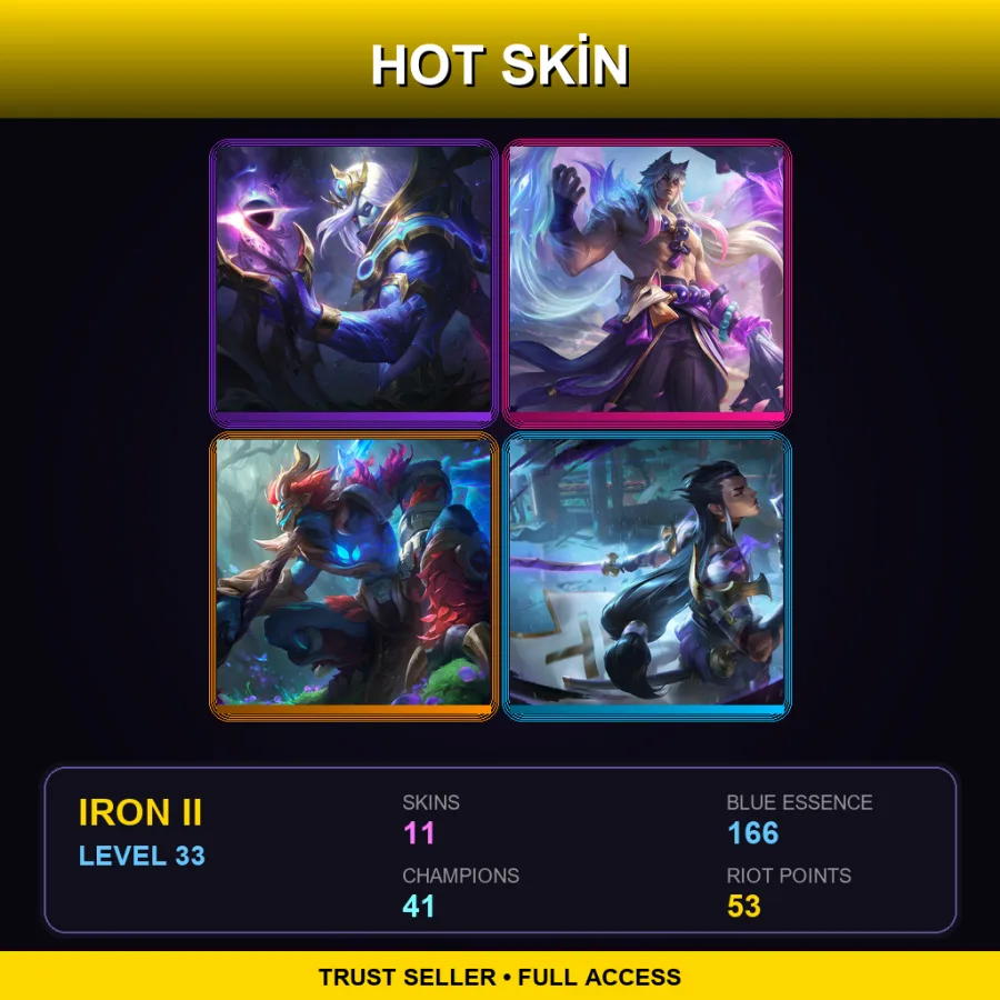 TR | Lv33 | Iron II | 11 Skin | 41 Champ — LoL account