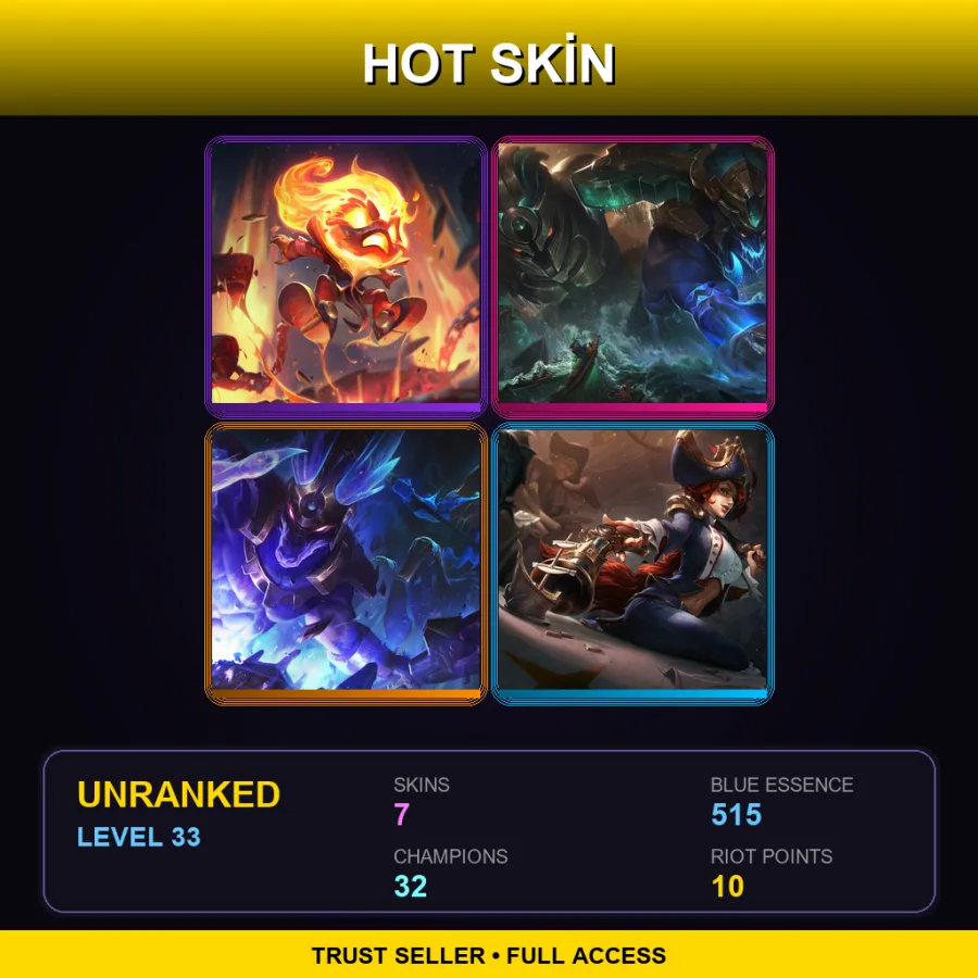 EUW | Lv33 | Unranked | 7 Skin | 32 Champ
