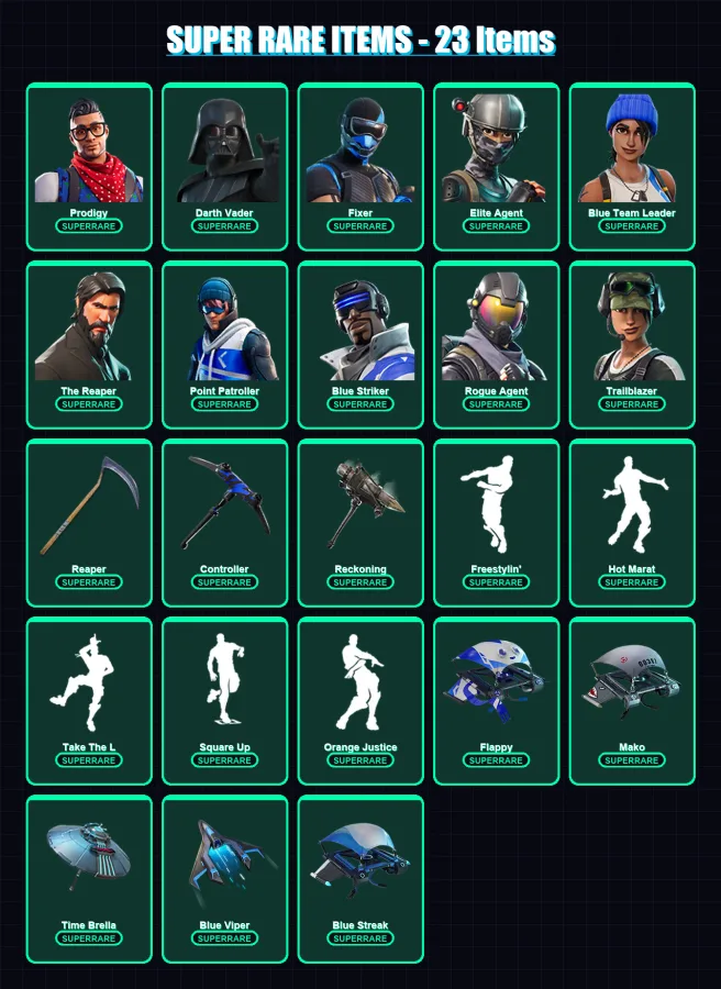 [PC/XBOX] | Prodigy | Darth Vader | Fixer | Elite Agent | Blue Team Leader | 81 skin | 75 pickaxe | 85 emote | 67 glider | Lv896 — Fortnite account