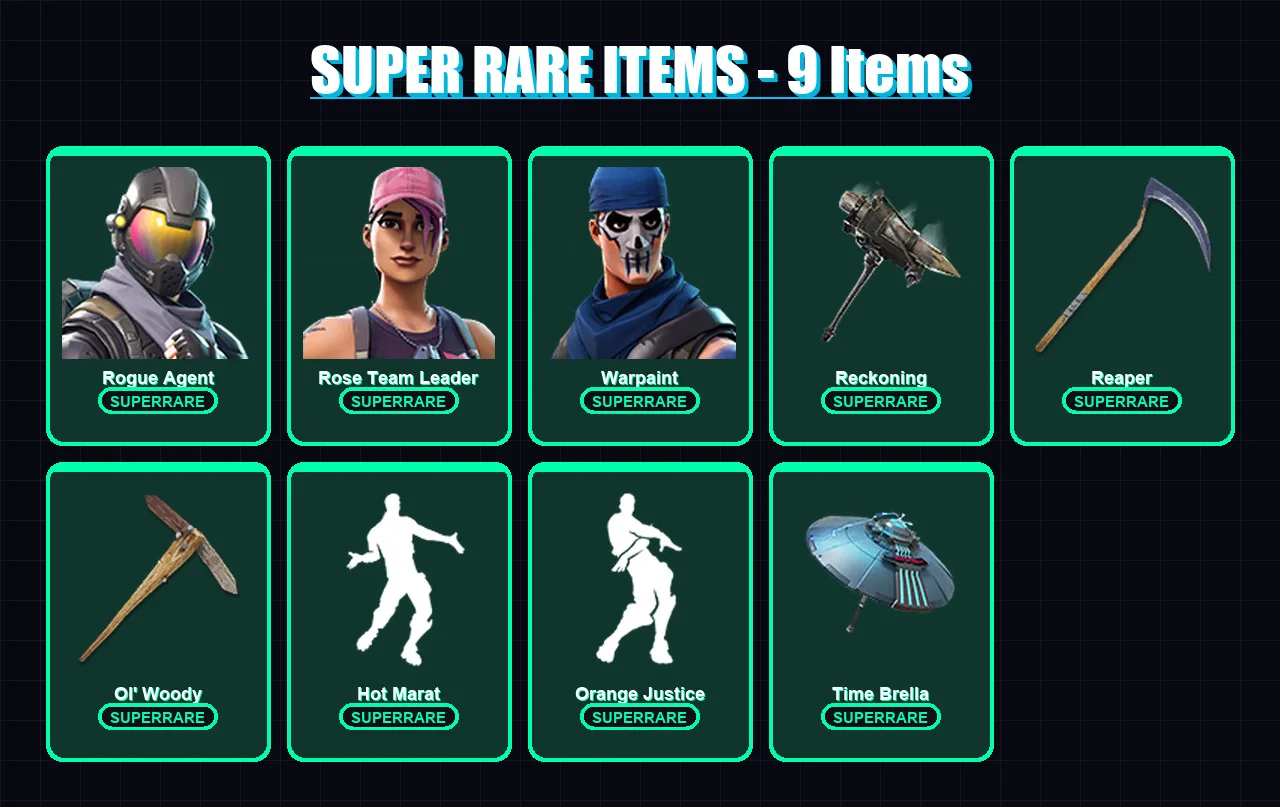 [PC] | Rogue Agent | Rose Team Leader | Warpaint | Sentinel | Lynx | 117 skin | 142 pickaxe | 122 emote | 137 glider | Lv1786