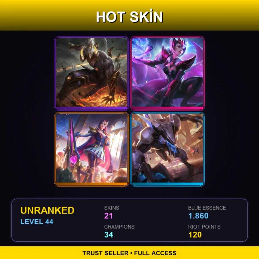 EUNE | Lv44 | Unranked | 21 Skin | 34 Champ