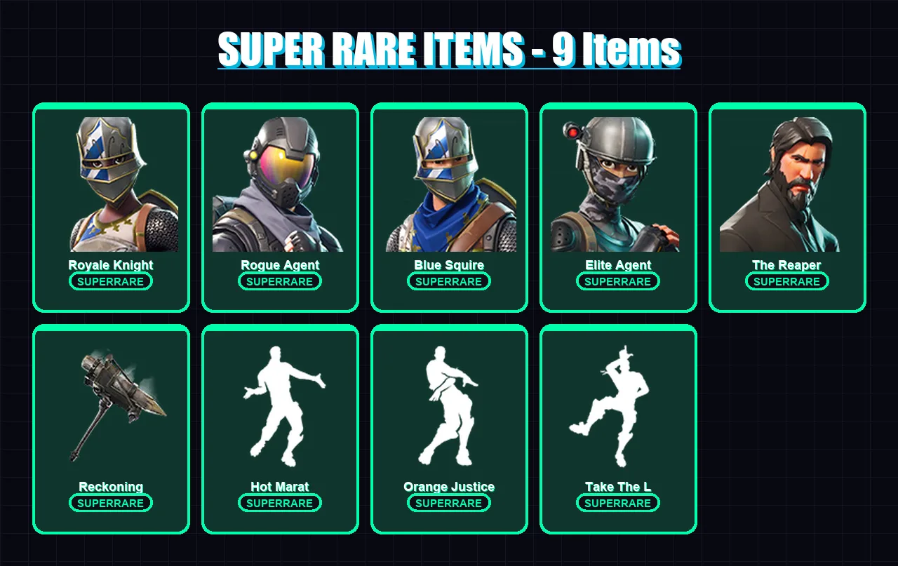 [PC/PSN] | Royale Knight | Rogue Agent | Blue Squire | Elite Agent | The Reaper | 28 skin | 21 pickaxe | 29 emote | 25 glider | Lv402