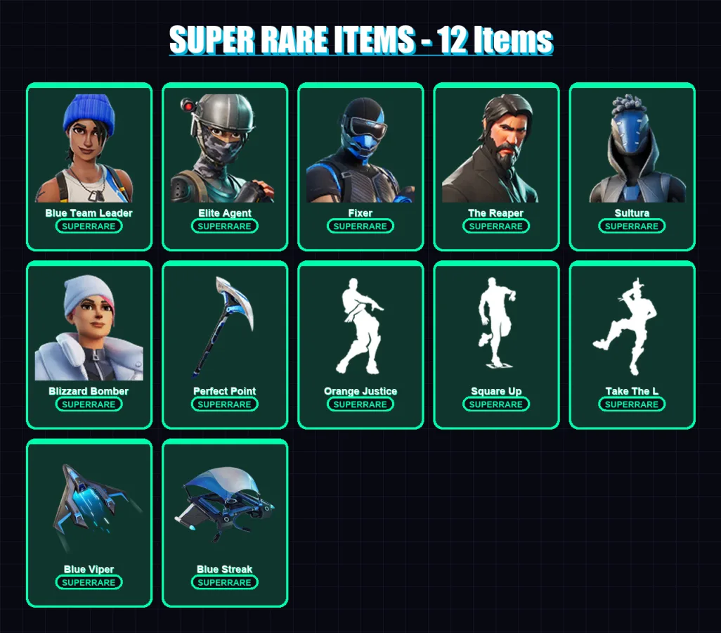 [PS4/PS5/XBOX/PC] | Blue Team Leader | Elite Agent | Fixer | The Reaper | Sultura | 44 skin | 41 pickaxe | 41 emote | 46 glider | Lv688