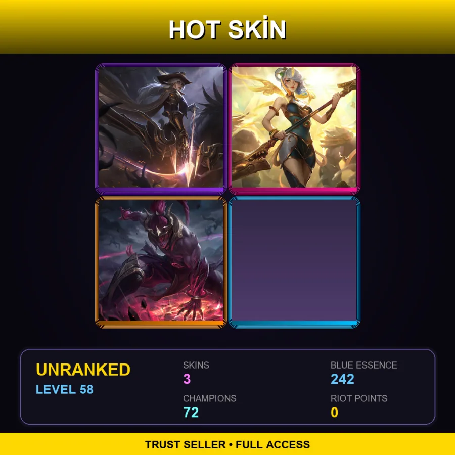 LAN | Lv58 | Unranked | 3 Skin | 72 Champ — Nightbringer Lee Sin