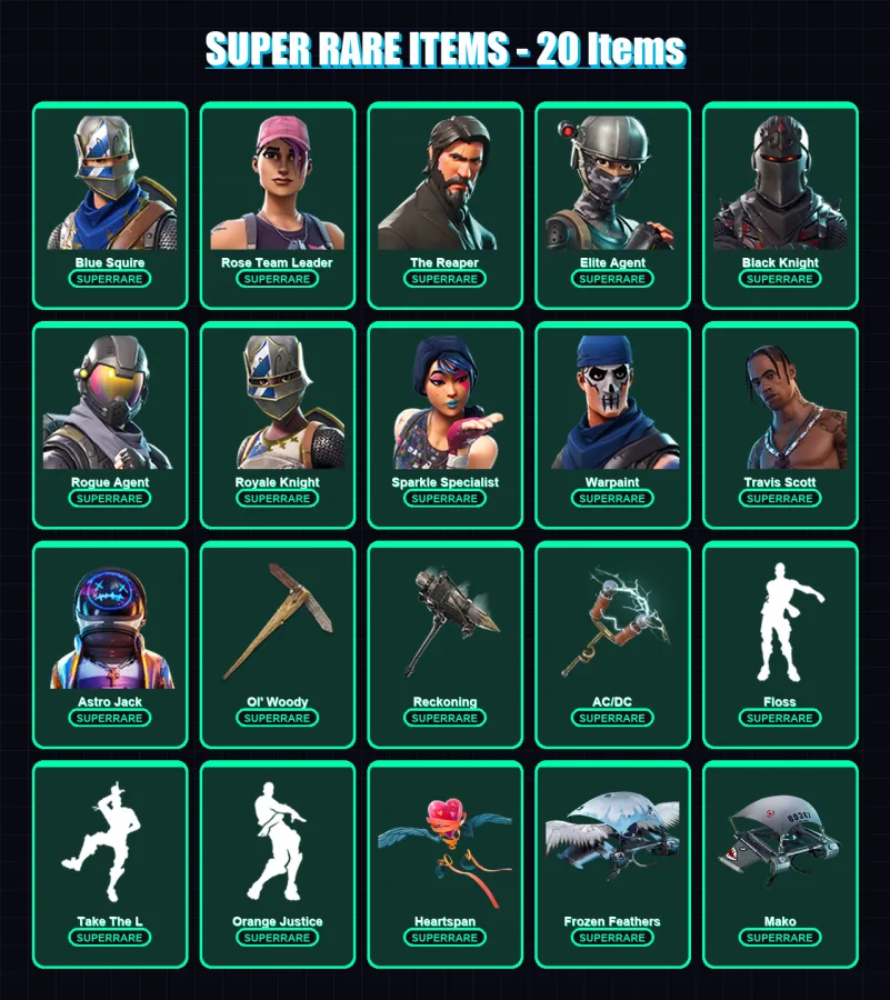 [PC/PSN] | Blue Squire | Rose Team Leader | The Reaper | Elite Agent | Black Knight | 184 skin | 162 pickaxe | 150 emote | 146 glider | Lv1548