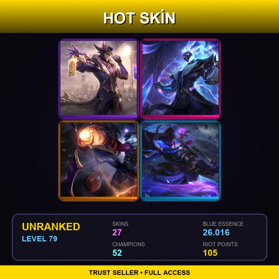 EUW | Lv79 | Unranked | 27 Skin | 52 Champ — LoL account