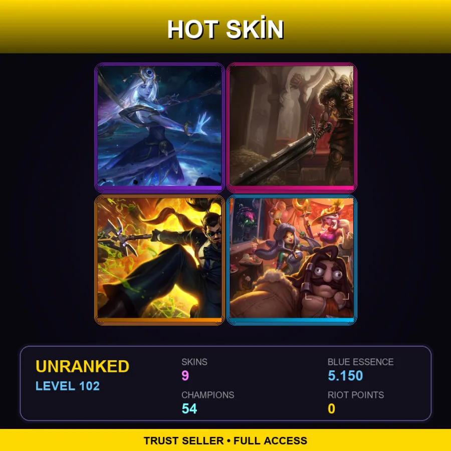 EUNE | Lv102 | Unranked | 9 Skin | 54 Champ — Headhunter Master Yi