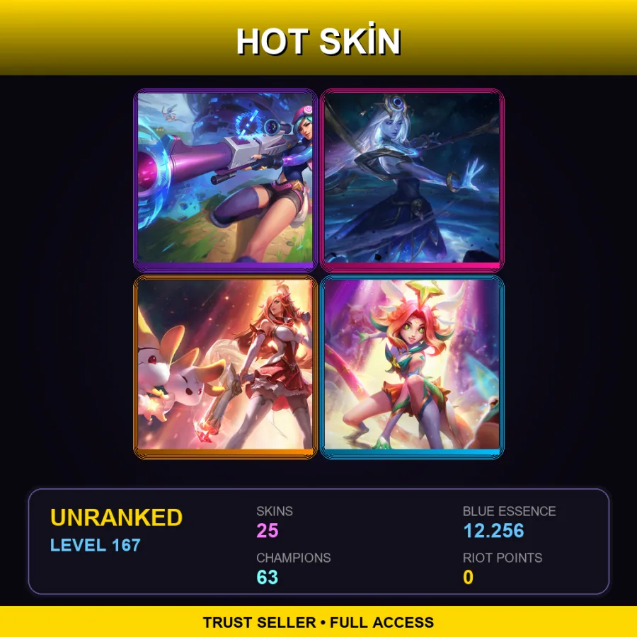 LAN | Lv167 | Unranked | 25 Skin | 63 Champ