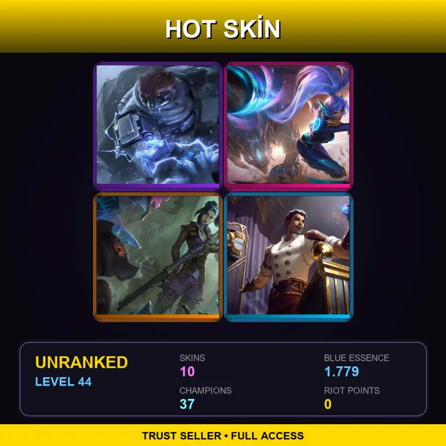 LAN | Lv44 | Unranked | 10 Skin | 37 Champ