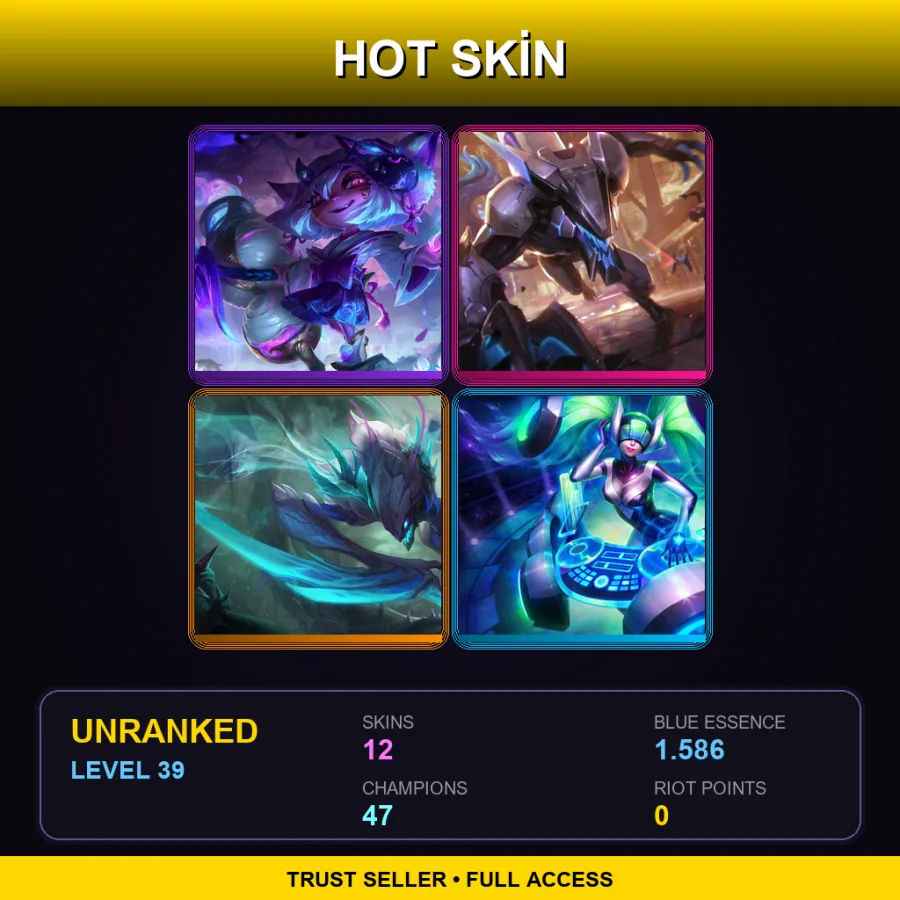 EUNE | Lv39 | Unranked | 12 Skin | 47 Champ — LoL account