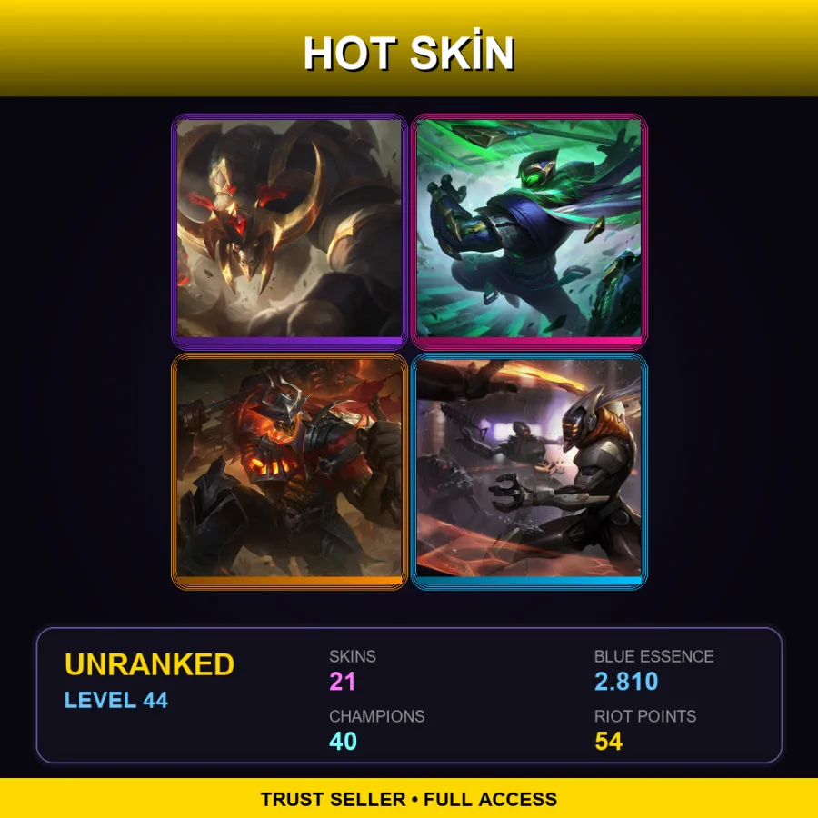 EUW | Lv44 | Unranked | 21 Skin | 40 Champ