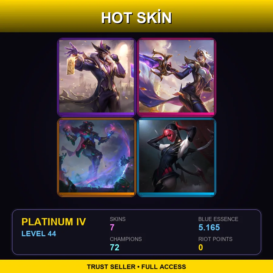 BR | Lv44 | Platinum IV | 7 Skin | 72 Champ — LoL account