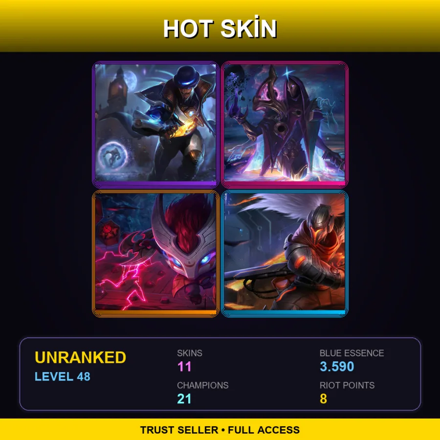 OCE | Lv48 | Unranked | 11 Skin | 21 Champ
