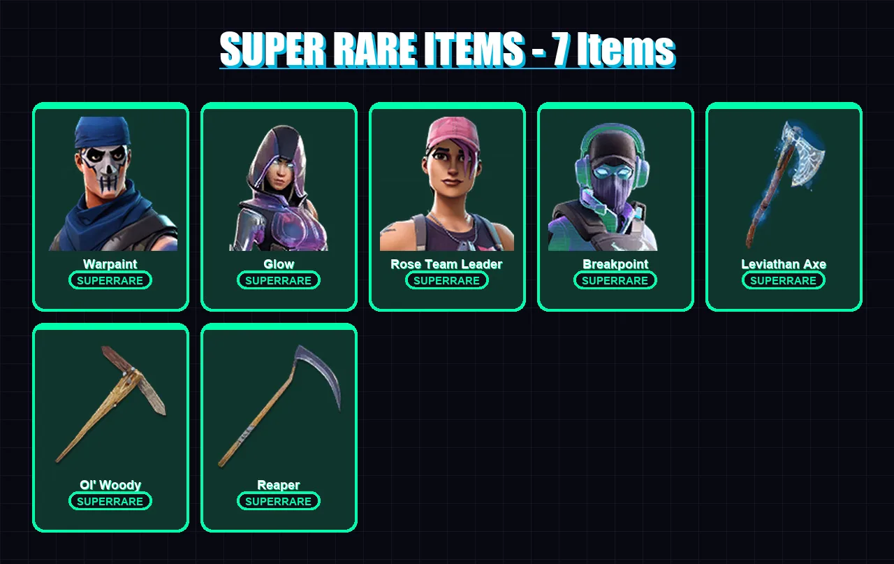 [PC/XBOX/PSN] | Warpaint | Glow | Rose Team Leader | Breakpoint | Mecha Cuddle Master | 178 skin | 241 pickaxe | 166 emote | 169 glider | Lv3086