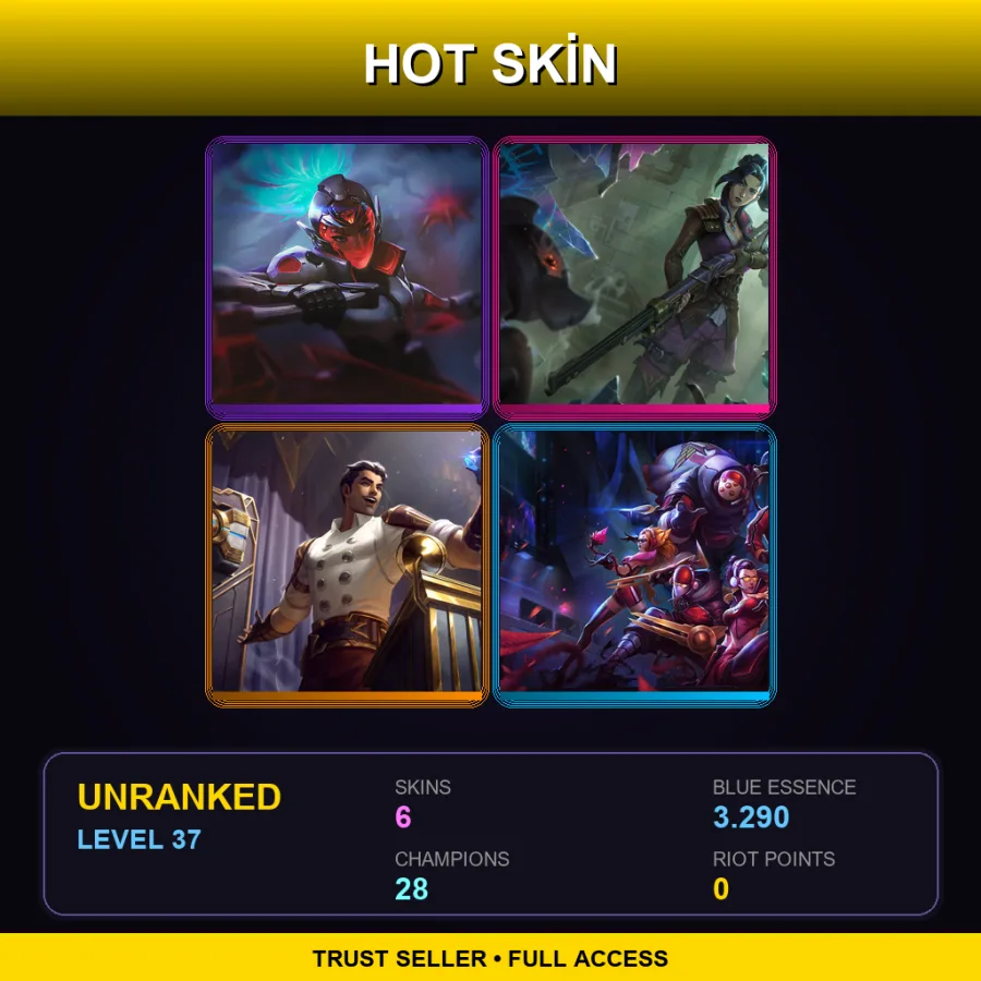 EUW | Lv37 | Unranked | 6 Skin | 28 Champ