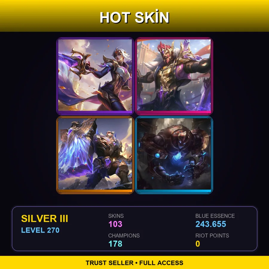 VN | Lv270 | Silver III | 103 Skin | 178 Champ — LoL account