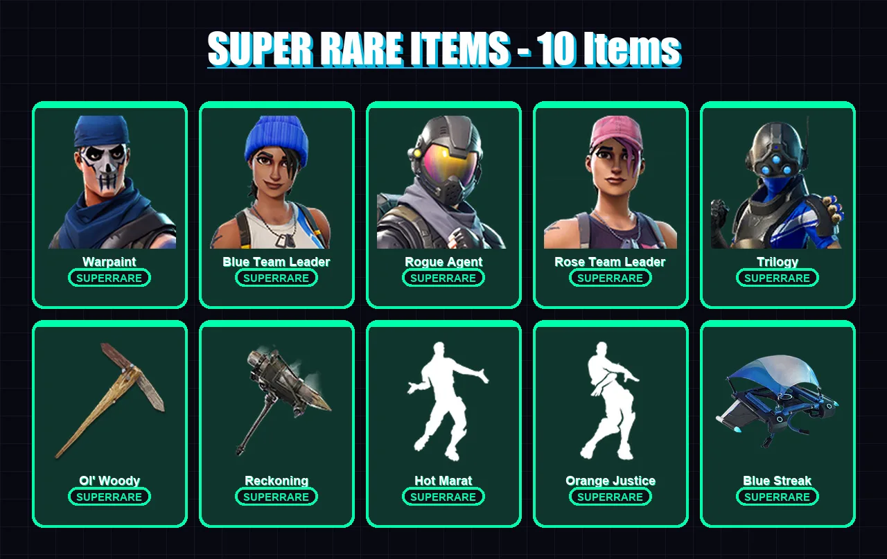 [PS4/PS5/XBOX/PC] | Warpaint | Blue Team Leader | Rogue Agent | Rose Team Leader | Trilogy | 87 skin | 72 pickaxe | 64 emote | 69 glider | Lv1177
