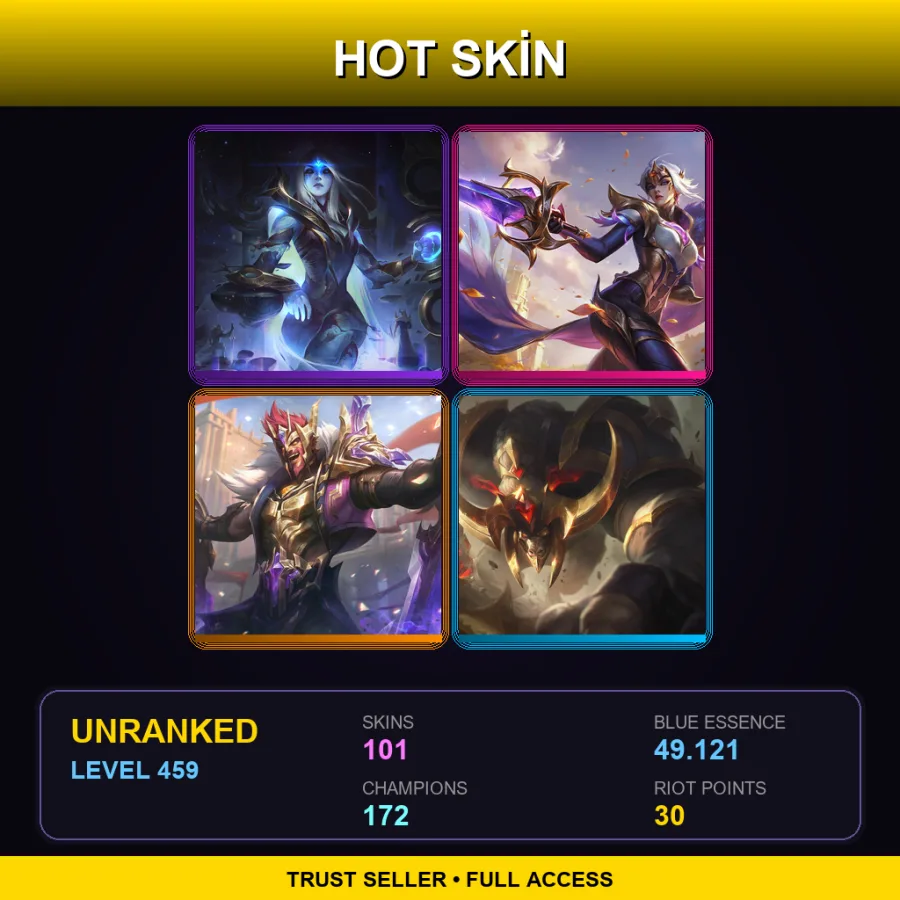 ME | Lv459 | Unranked | 101 Skin | 172 Champ — Unranked / Smurf League of Legends