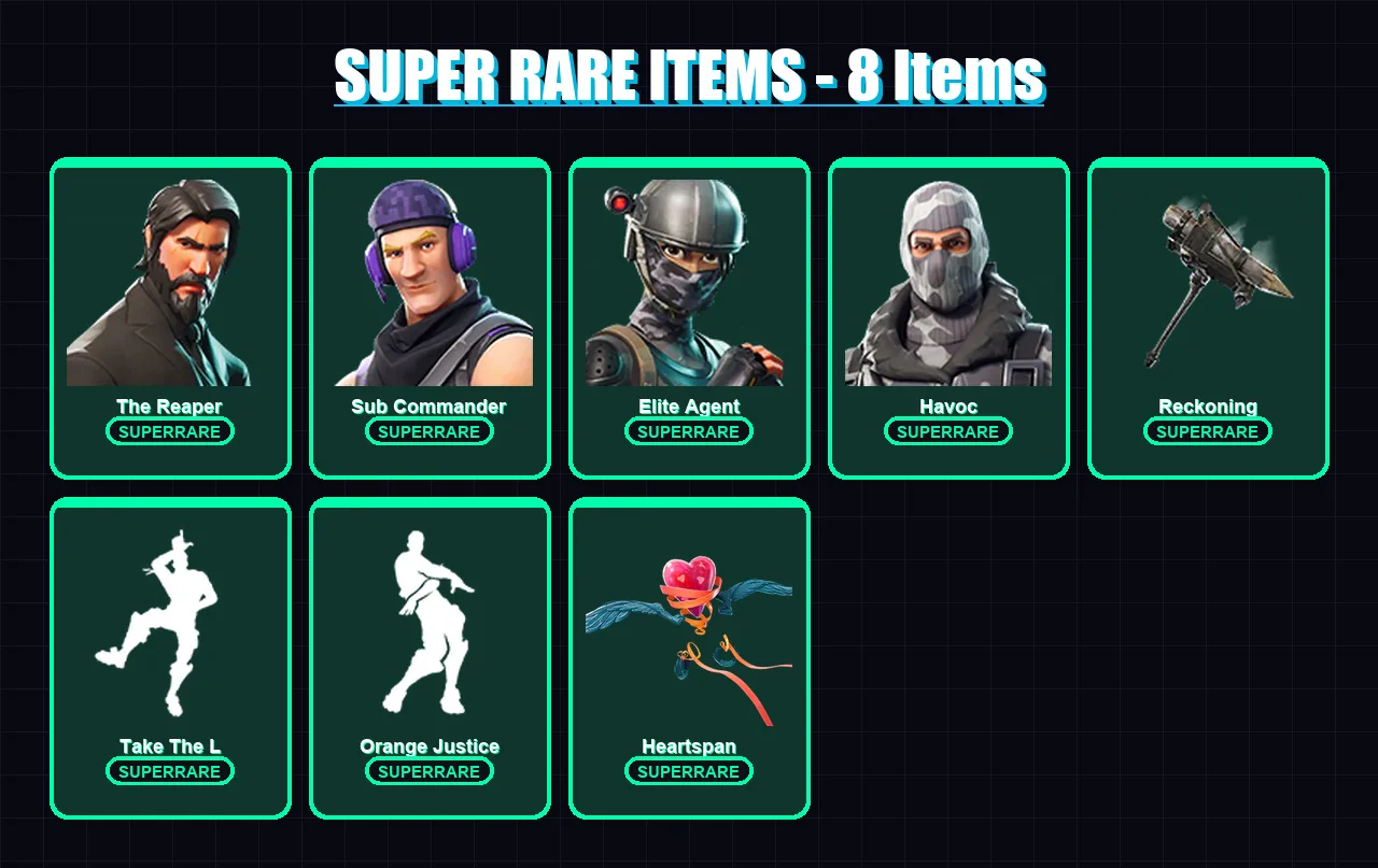 [PC/XBOX/PSN] | The Reaper | Sub Commander | Elite Agent | Havoc | Enforcer | 36 skin | 26 pickaxe | 34 emote | 32 glider | Lv391