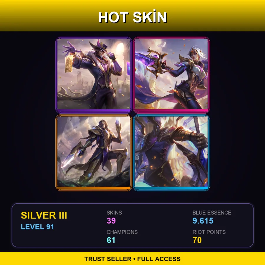 BR | Lv91 | Silver III | 39 Skin | 61 Champ — LoL account