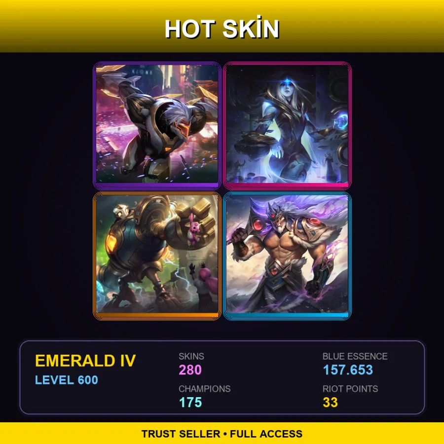 LAS | Lv600 | Emerald IV | 280 Skin | 175 Champ
