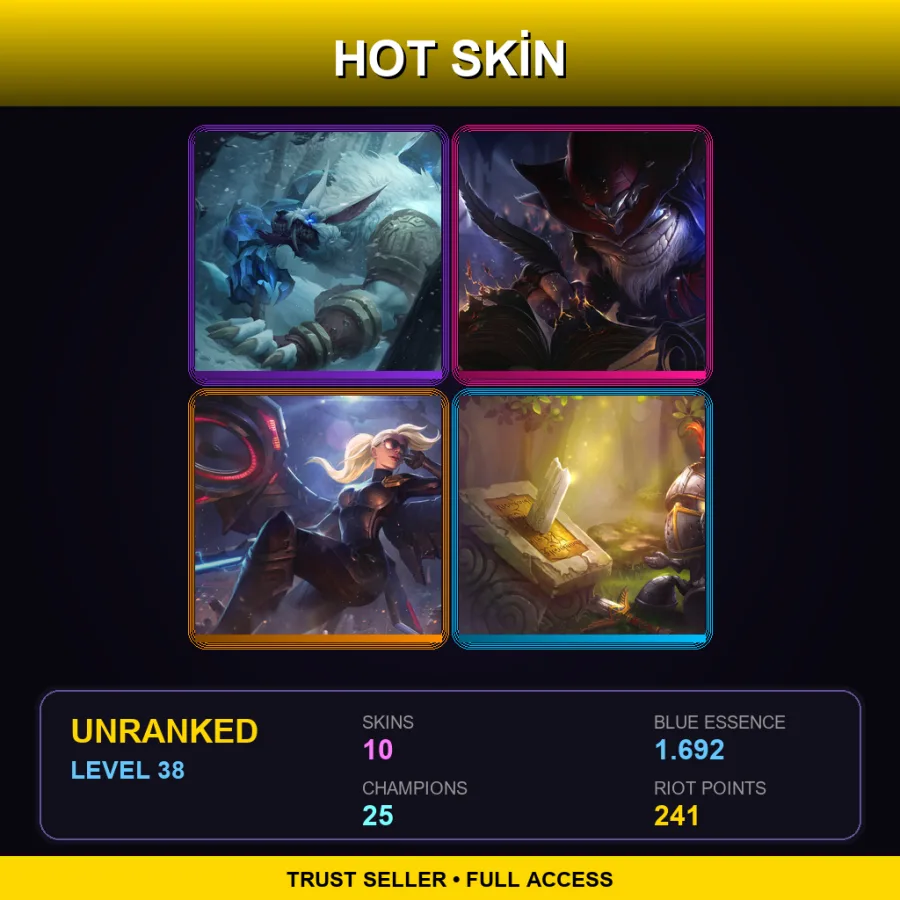 EUW | Lv38 | Unranked | 10 Skin | 25 Champ