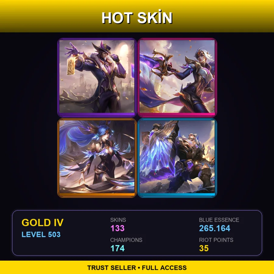 SG | Lv503 | Gold IV | 133 Skin | 174 Champ — LoL account