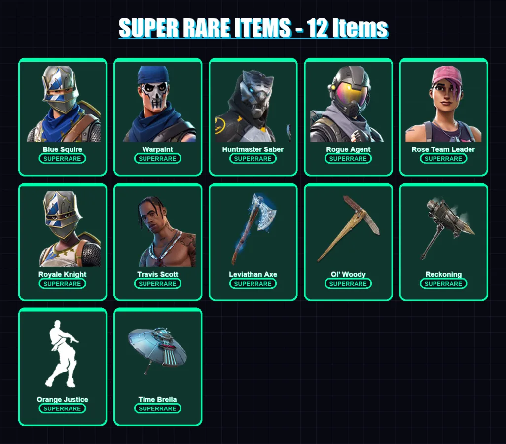 [PC/XBOX/PSN] | Blue Squire | Warpaint | Huntmaster Saber | Rogue Agent | Rose Team Leader | 115 skin | 131 pickaxe | 114 emote | 112 glider | Lv189
