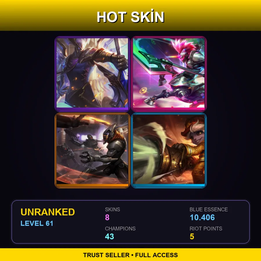NA | Lv61 | Unranked | 8 Skin | 43 Champ