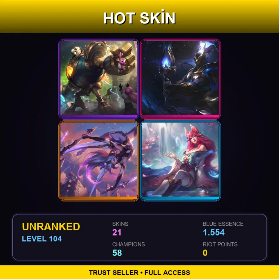 LAS | Lv104 | Unranked | 21 Skin | 58 Champ with Veigar