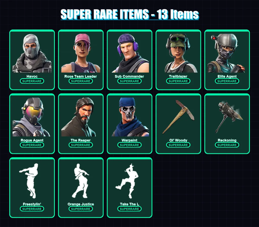 [PC/PSN] | Havoc | Rose Team Leader | Sub Commander | Trailblazer | Elite Agent | 57 skin | 52 pickaxe | 64 emote | 51 glider | Lv803