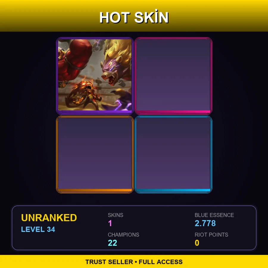 LAS | Lv34 | Unranked | 1 Skin | 22 Champ — LoL account