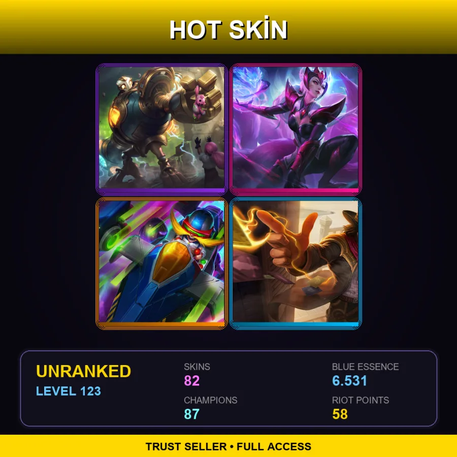 NA | Lv123 | Unranked | 82 Skin | 87 Champ